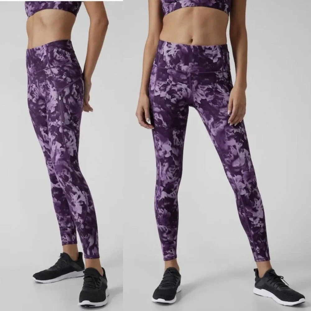 Athleta Rainier Tight Plush Supersonic Spliced Floral Violet Purple Size XS - Picture 1 of 11